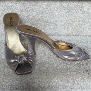 Prada Women's Metallic Silver Mules